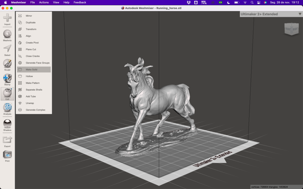 Alterando STL de cavalo 3D