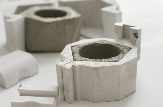 Molde feito com impressora 3D para concreto