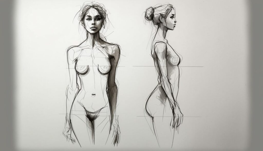 corpo feminino desenho - proporções