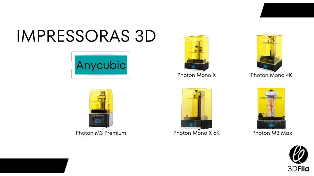 Impressoras Anycubic Photon M3 Premium, Photon Mono X, Photon Mono X 6K, Photon Mono 4k e Photon M3 Max
