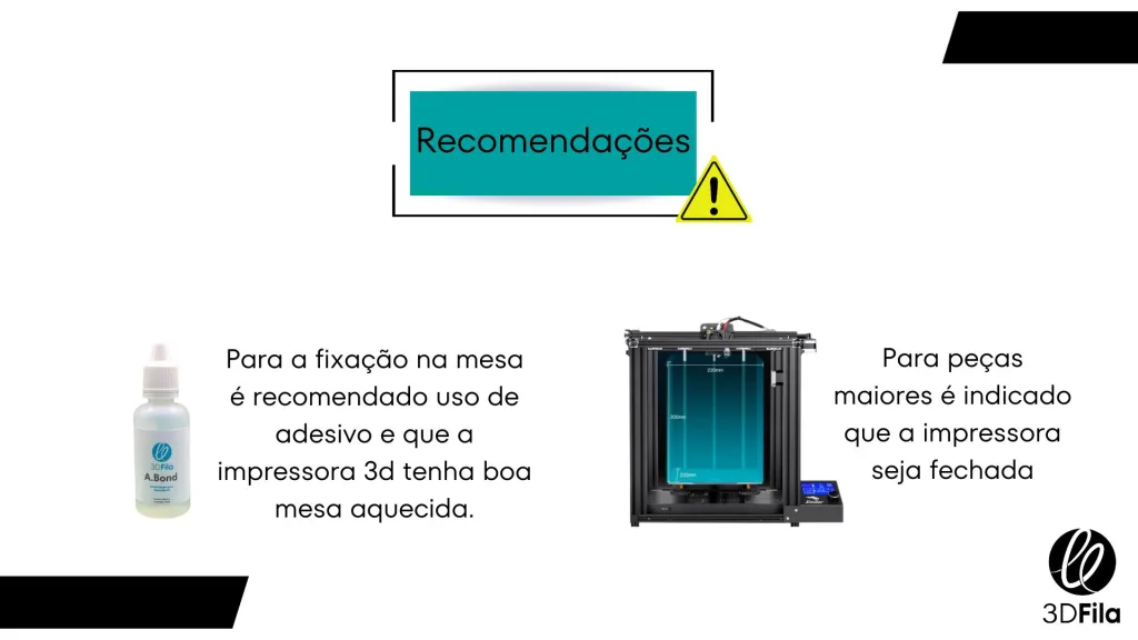 Recomendações para a impressão 3d de filamento ABS.