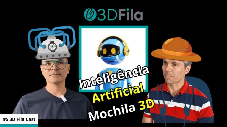 Banner 3D Fila Cast Episódio 5 inteligência artificial e mochila 3d