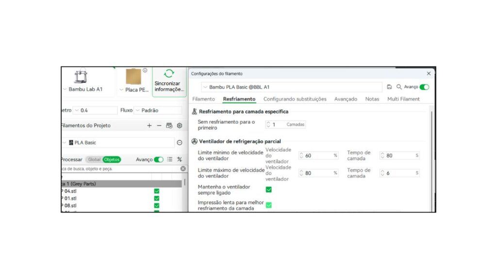 bambu studio bambulab impressao lenta para melhor resfriamento da camada