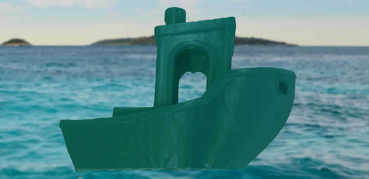 foto de um barco impresso 3d com filamento pla easyfill verde garden em impressora 3d mostrando infill na parte externa da peça