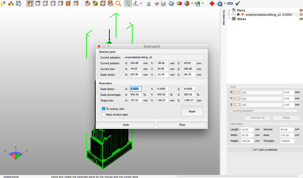 Netfabb aumentando a escala